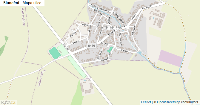 Sluneční - mapa ulice