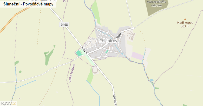 Sluneční - záplavové mapy stoleté vody