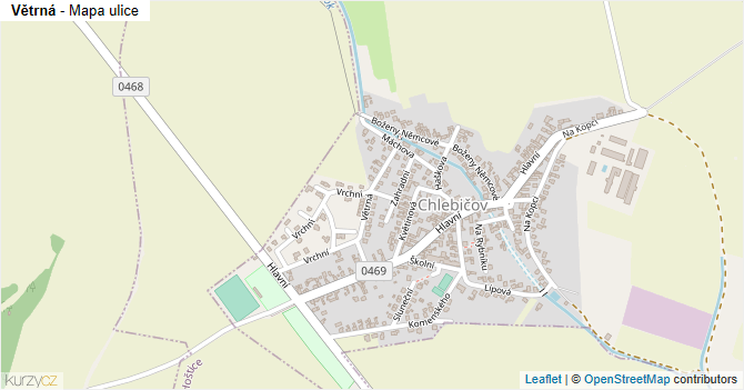 Větrná - mapa ulice
