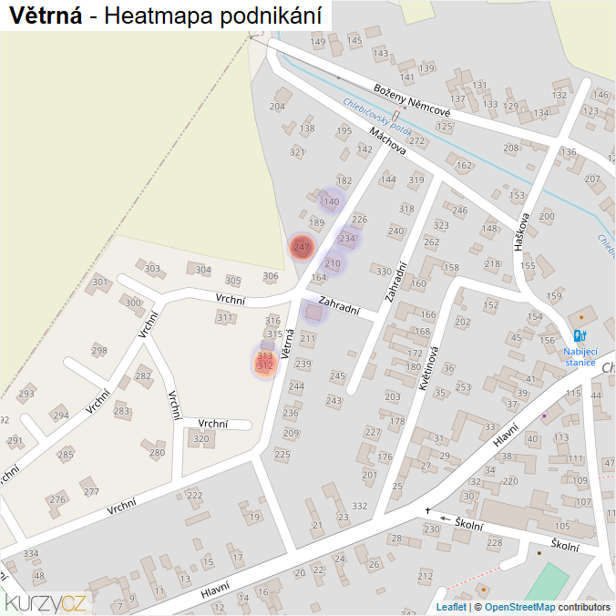 Mapa Větrná - Firmy v ulici.