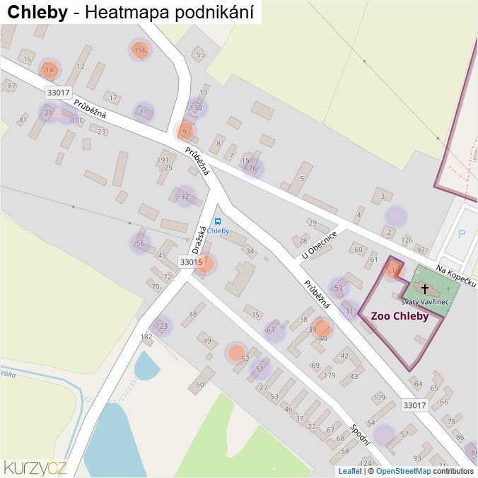 Mapa Chleby - Firmy v části obce.