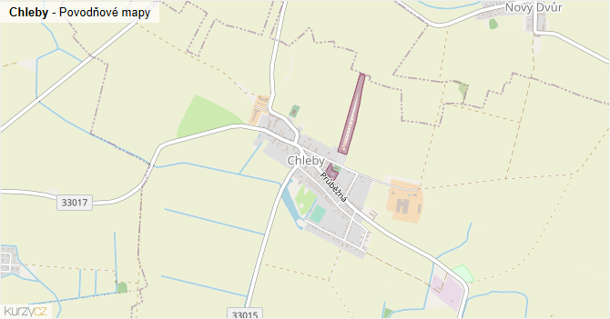 Chleby - záplavové mapy stoleté vody
