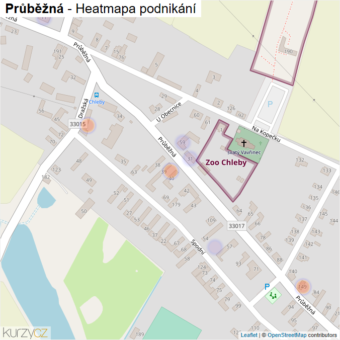 Mapa Průběžná - Firmy v ulici.