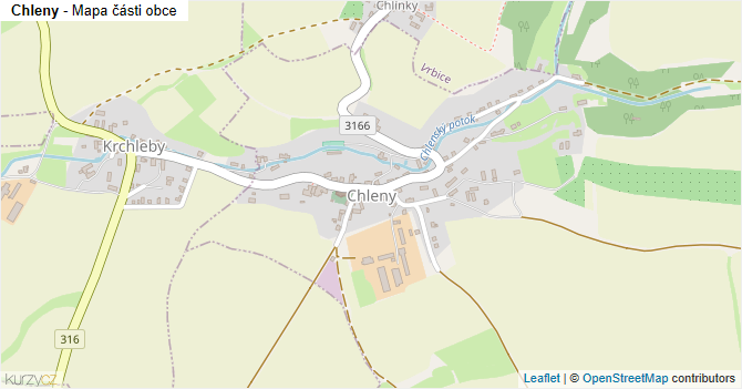 Chleny - mapa části obce