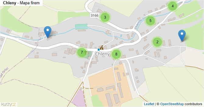 Chleny - mapa firem