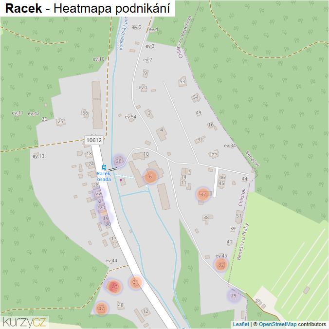 Mapa Racek - Firmy v části obce.