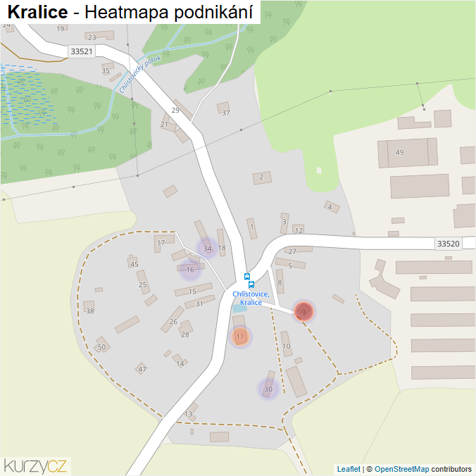 Mapa Kralice - Firmy v části obce.