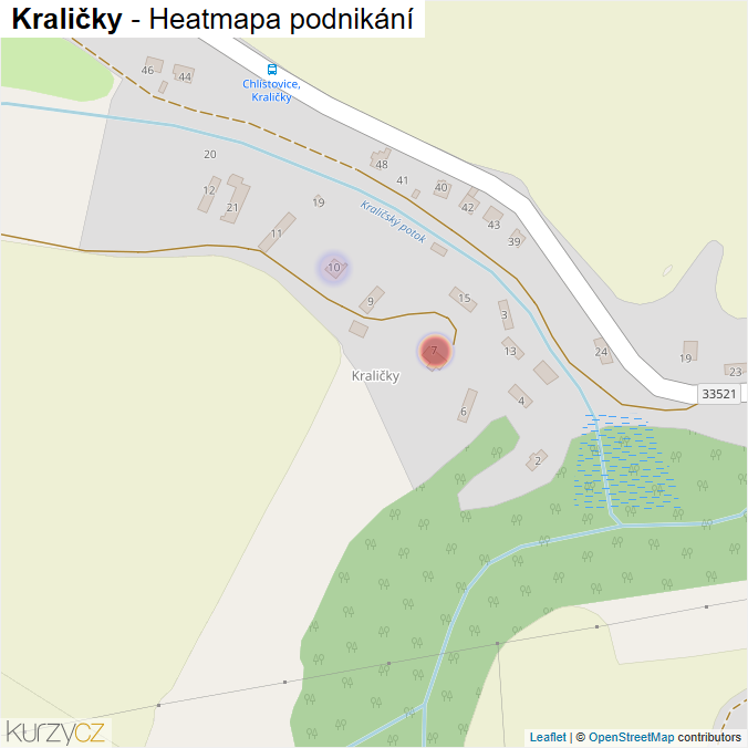 Mapa Kraličky - Firmy v části obce.