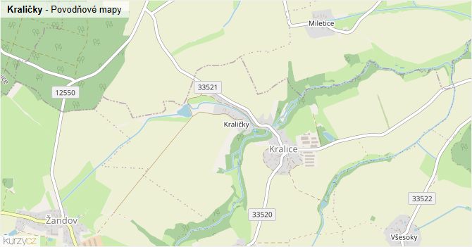 Kraličky - záplavové mapy stoleté vody