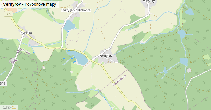 Vernýřov - záplavové mapy stoleté vody