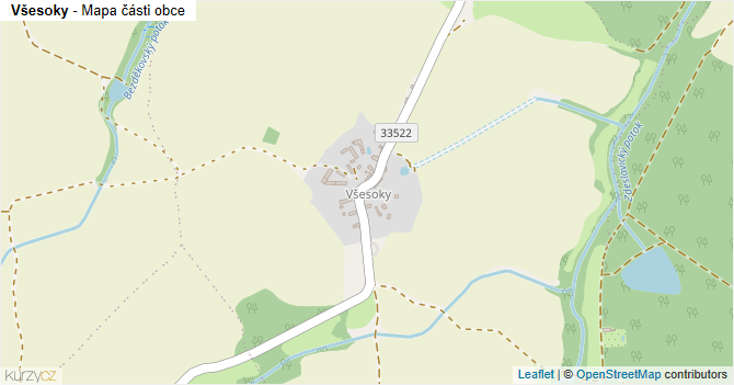Všesoky - mapa části obce