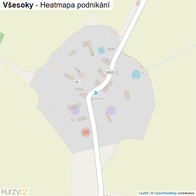 Mapa Všesoky - Firmy v části obce.