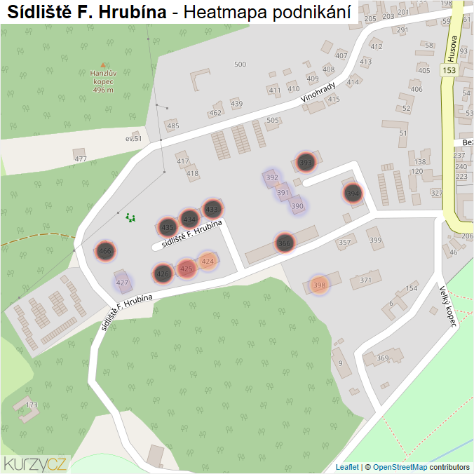 Mapa Sídliště F. Hrubína - Firmy v ulici.