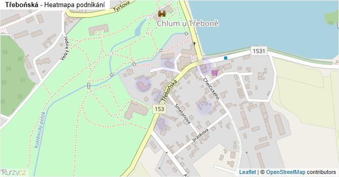Třeboňská - mapa podnikání