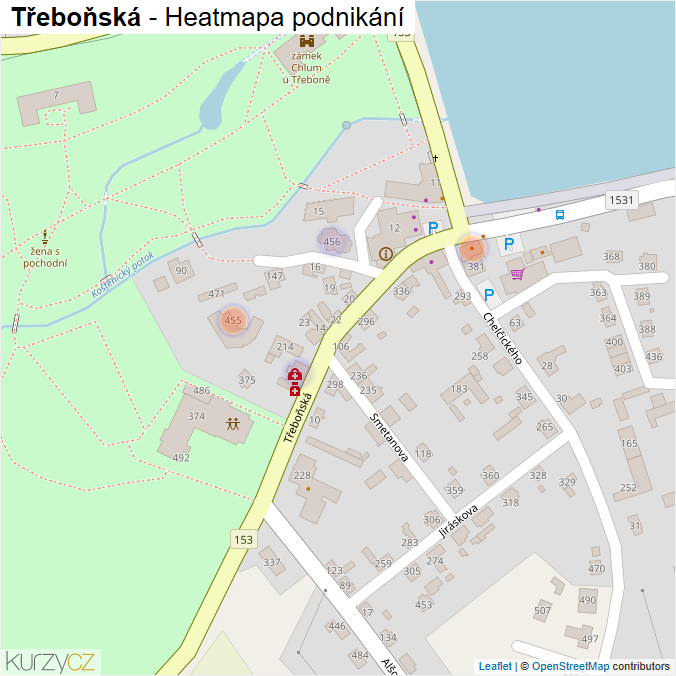 Mapa Třeboňská - Firmy v ulici.