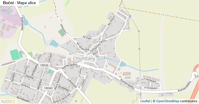 Boční - mapa ulice