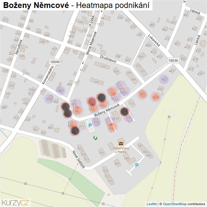 Mapa Boženy Němcové - Firmy v ulici.