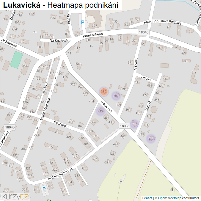 Mapa Lukavická - Firmy v ulici.