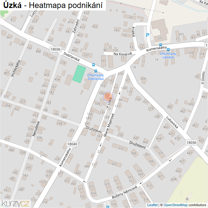 Mapa Úzká - Firmy v ulici.