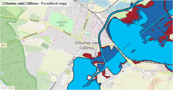 Chlumec nad Cidlinou - záplavové mapy stoleté vody