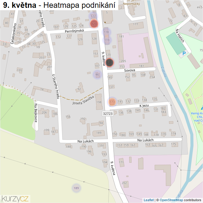 Mapa 9. května - Firmy v ulici.