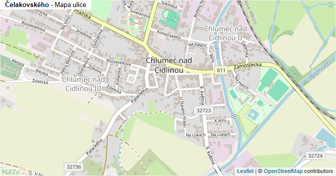 Čelakovského - mapa ulice
