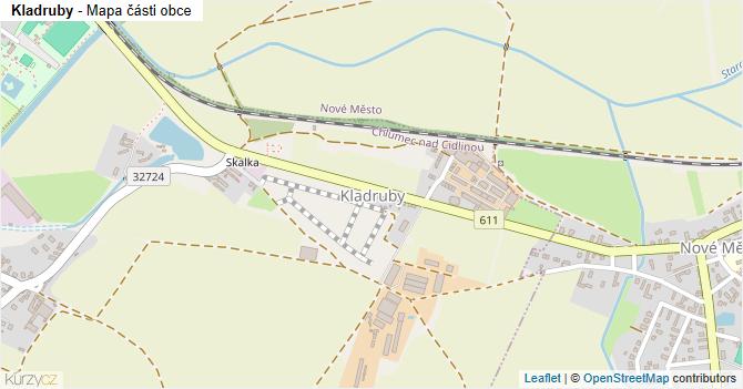 Kladruby - mapa části obce