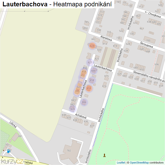 Mapa Lauterbachova - Firmy v ulici.
