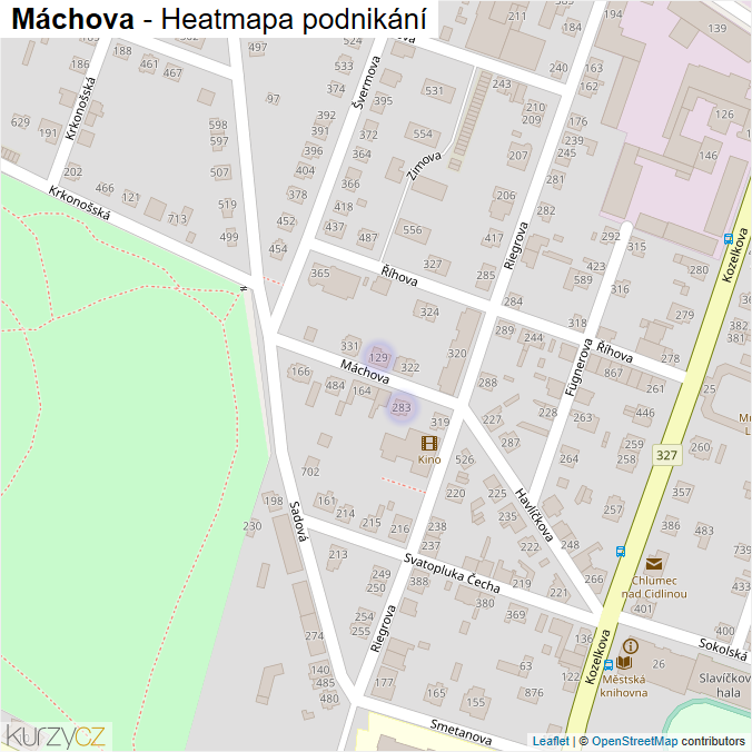Mapa Máchova - Firmy v ulici.