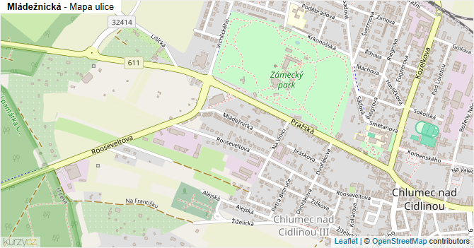 Mládežnická - mapa ulice