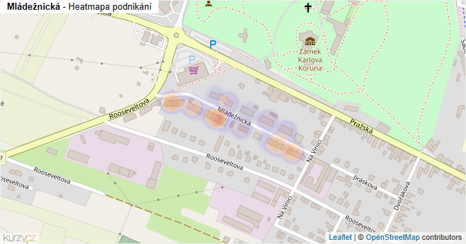 Mládežnická - mapa podnikání