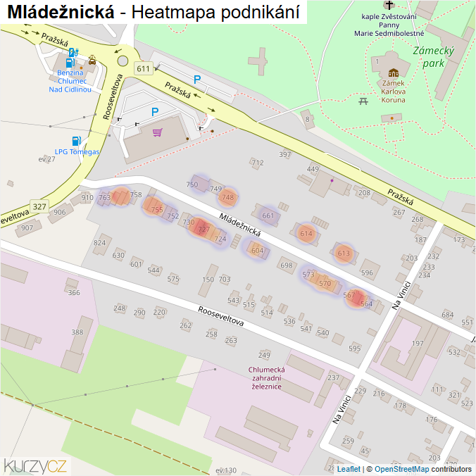 Mapa Mládežnická - Firmy v ulici.