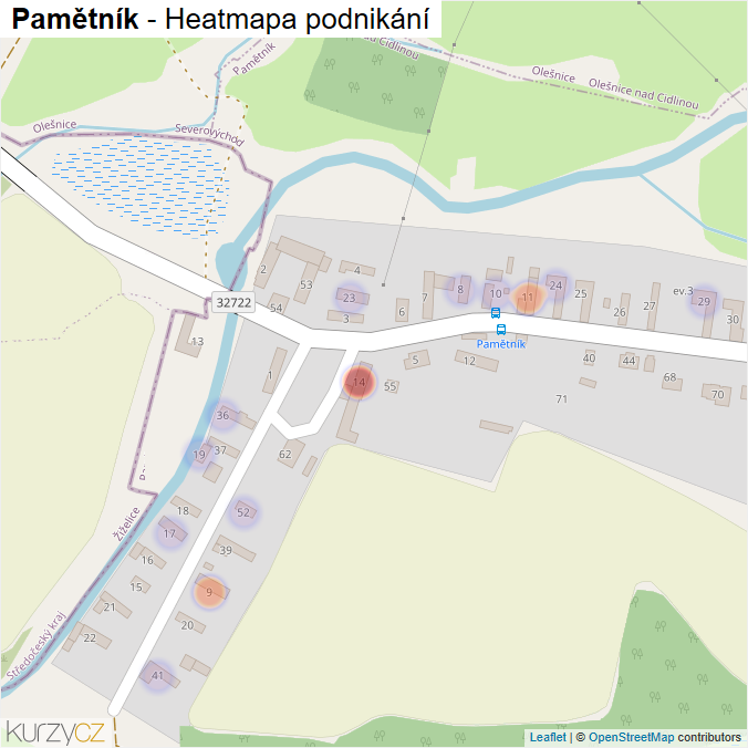 Mapa Pamětník - Firmy v části obce.
