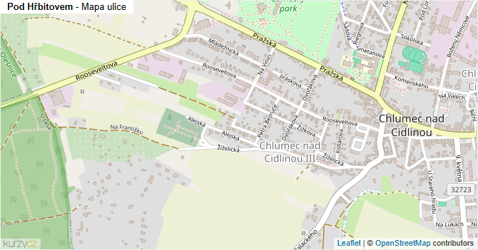 Pod Hřbitovem - mapa ulice
