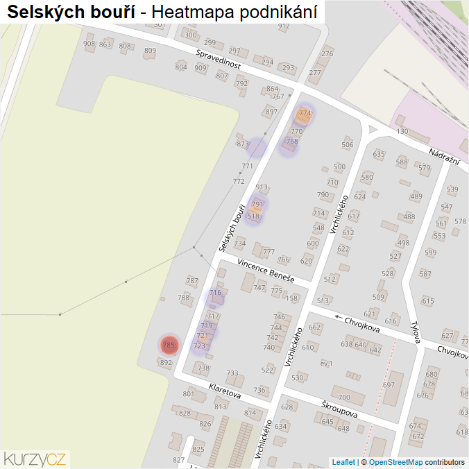 Mapa Selských bouří - Firmy v ulici.