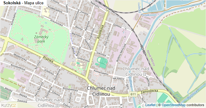 Sokolská - mapa ulice