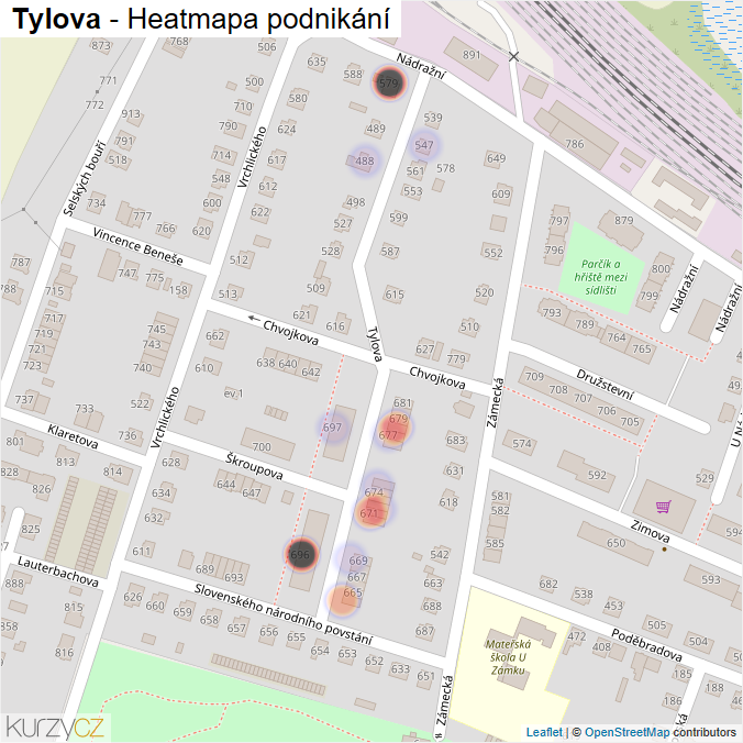 Mapa Tylova - Firmy v ulici.
