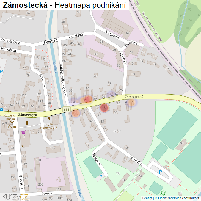 Mapa Zámostecká - Firmy v ulici.