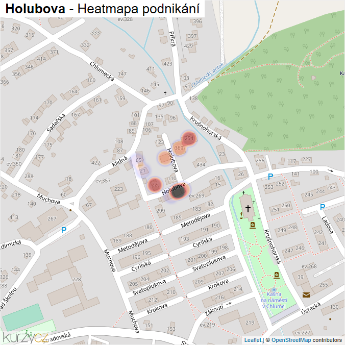 Mapa Holubova - Firmy v ulici.