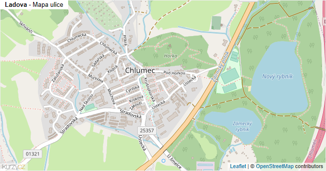 Ladova - mapa ulice