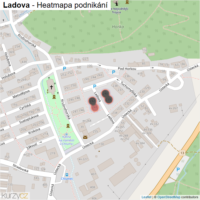 Mapa Ladova - Firmy v ulici.