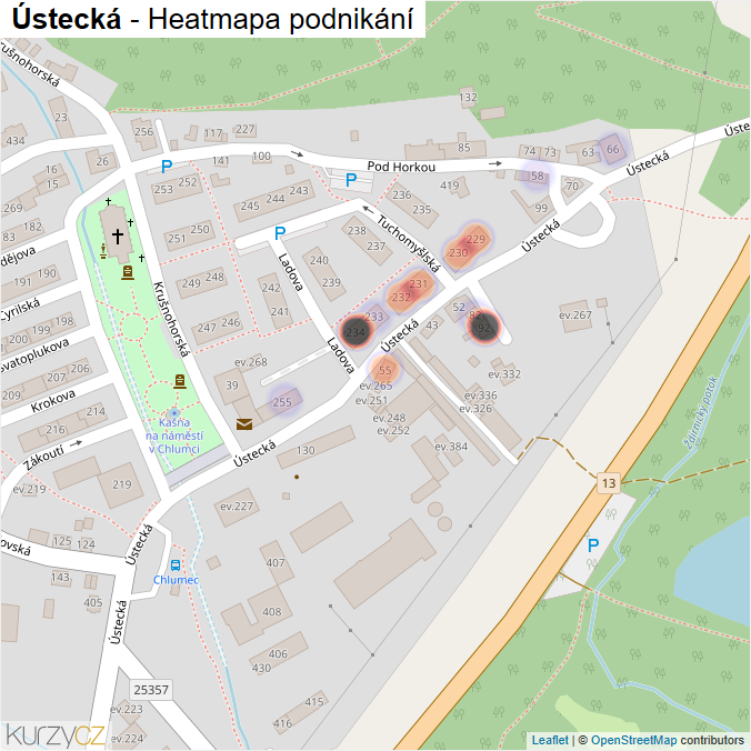 Mapa Ústecká - Firmy v ulici.