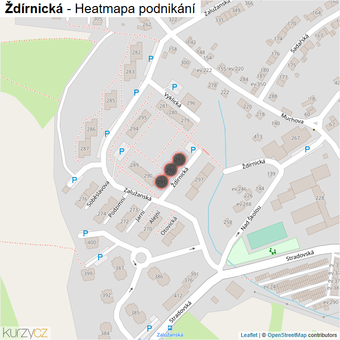 Mapa Ždírnická - Firmy v ulici.