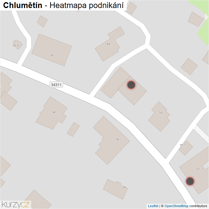 Mapa Chlumětín - Firmy v obci.