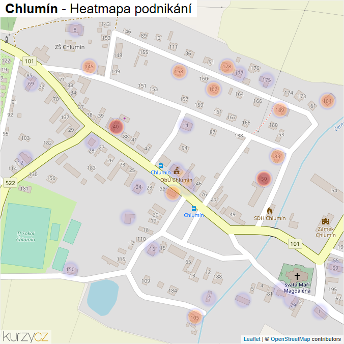 Mapa Chlumín - Firmy v části obce.