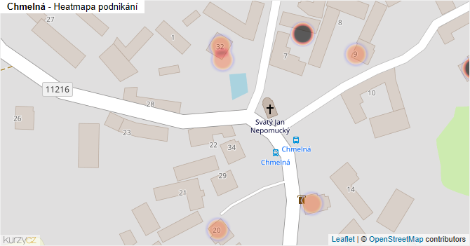Chmelná - mapa podnikání