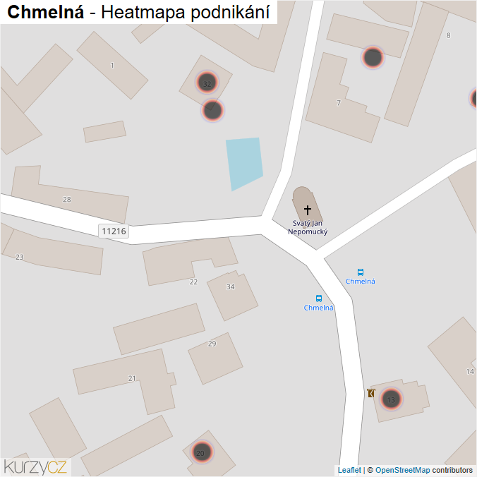 Mapa Chmelná - Firmy v obci.