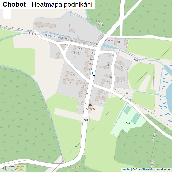Mapa Chobot - Firmy v části obce.