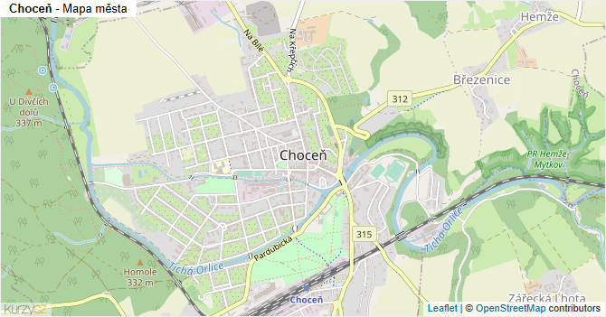 Choceň - mapa města