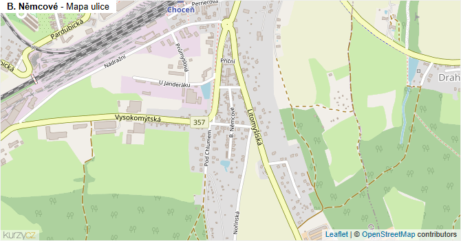 B. Němcové - mapa ulice